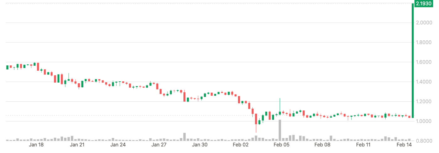 أداء Juventus Fan Token لمدة 30 يومًا (Coindesk)